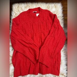 American Eagle Cable Knit Sweater – Red Orange, Size XL (NWT $59.95)